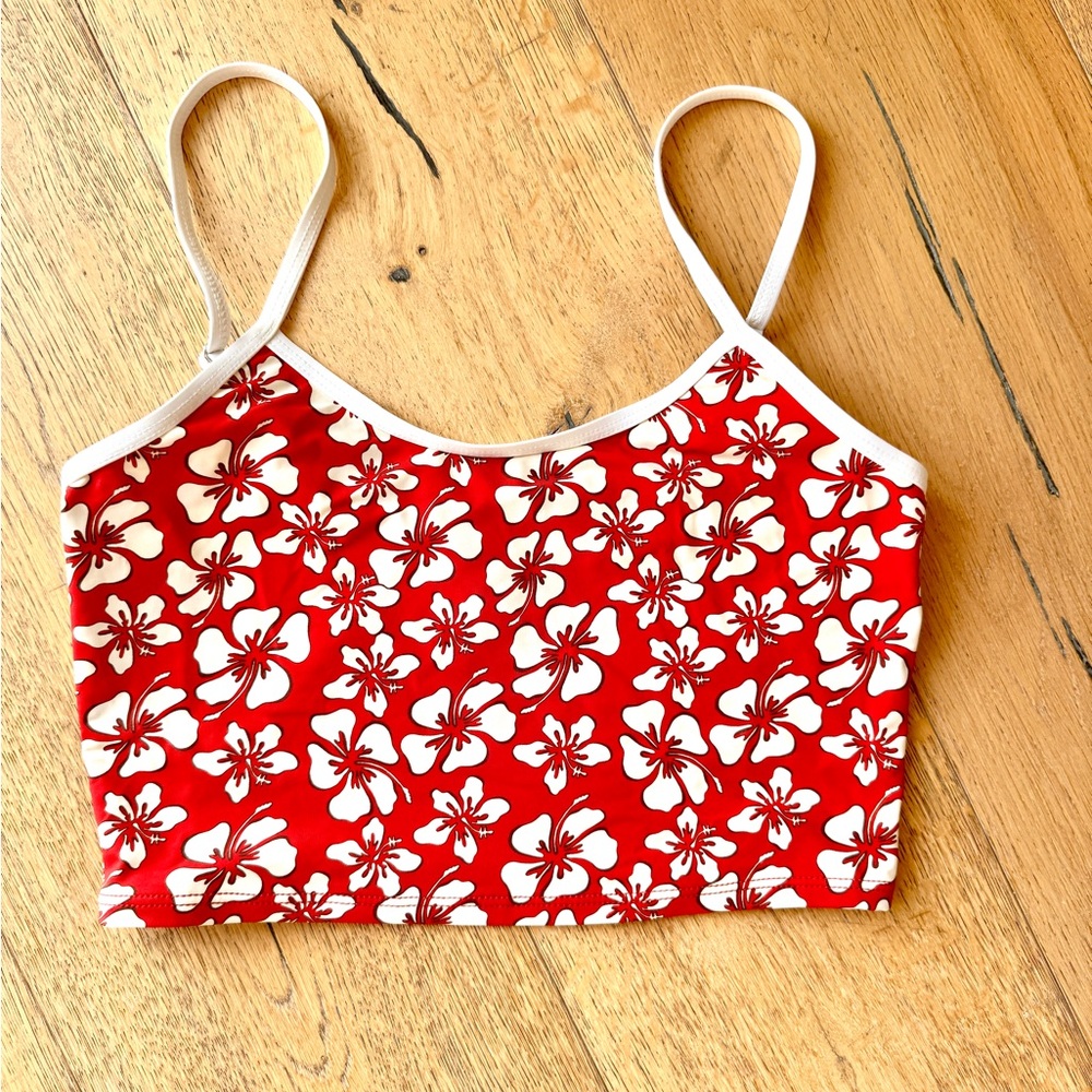 Dippin' Daisy's Red and White Floral Bikini Top